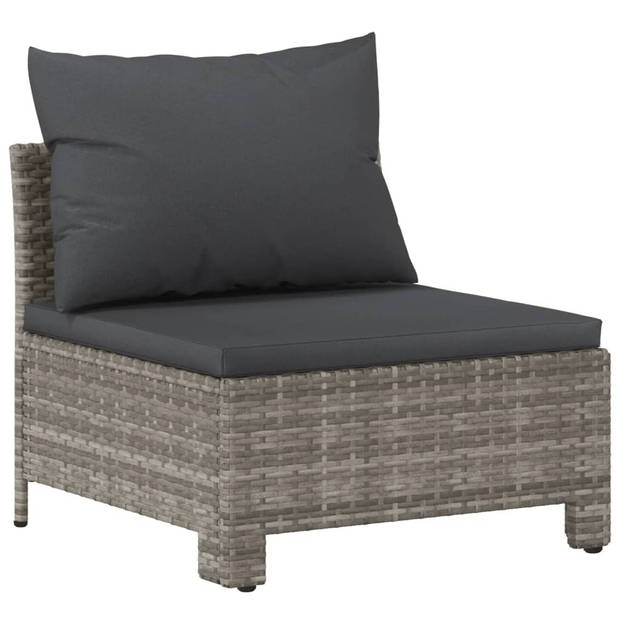 vidaXL 5-delige Loungeset met kussens poly rattan grijs