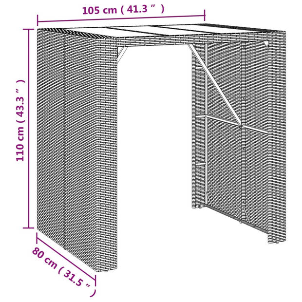 vidaXL 5-delige Tuinbarset poly rattan en massief acaciahout grijs