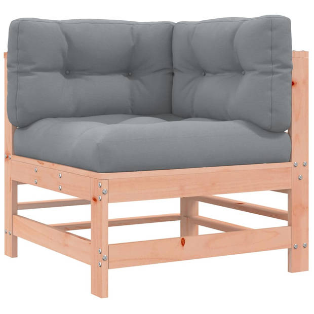 The Living Store Loungeset - Douglas hout - Modulair design - Comfortabele kussens - 110 kg draagvermogen - Grijs