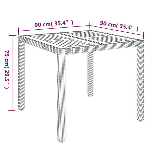 The Living Store Tuinset - Verstelbare Tuinstoelen - PE-rattan/Zwart - 57 x 62.5 x 109 cm