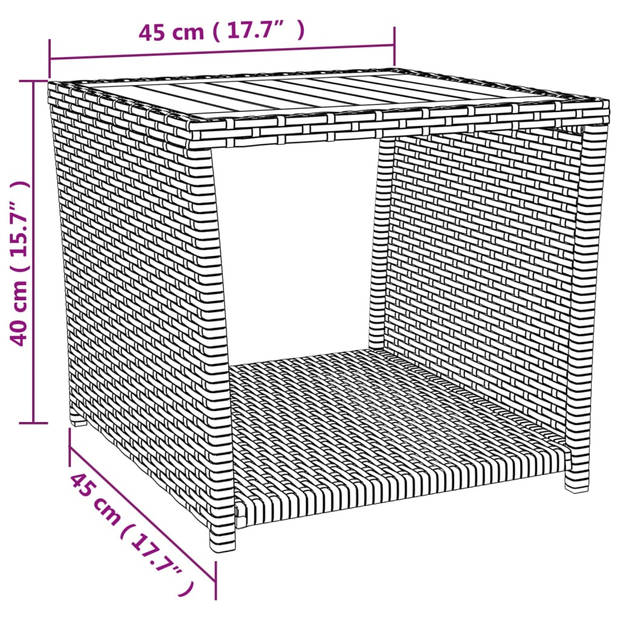 vidaXL 2-delige Loungeset poly rattan en massief acaciahout zwart