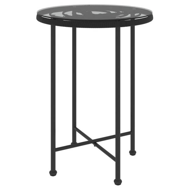 The Living Store Tuinmeubelset - rattan - zwart - 1 tafel + 4 stoelen - PE-rattan