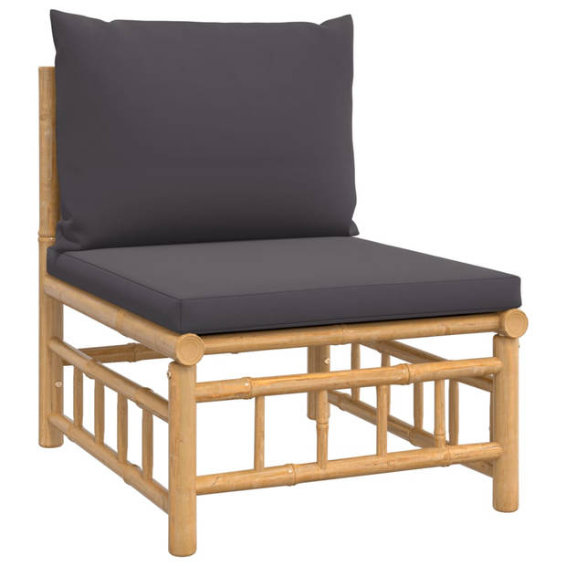 The Living Store Loungeset Bamboe - 8-delige modulaire tuinset - Comfortabele zitervaring - Praktische tafel -