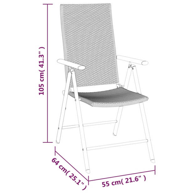 vidaXL 5-delige Tuinset poly rattan zwart