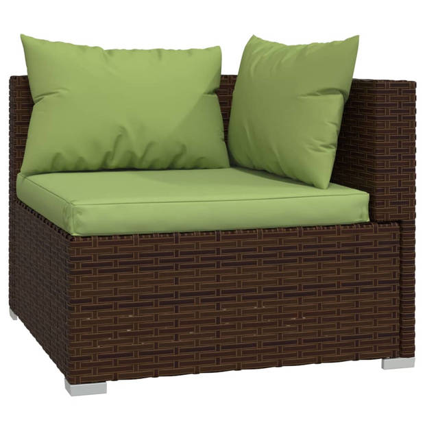 The Living Store Loungeset Poly Rattan - Bruin - Modulair Design - Waterbestendig - Comfortabele kussens