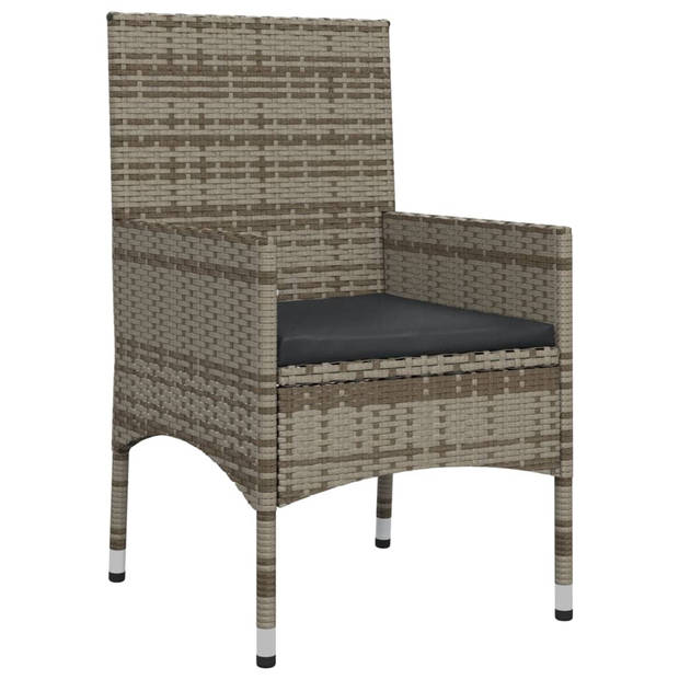 vidaXL 4-delige Loungeset met kussens poly rattan grijs