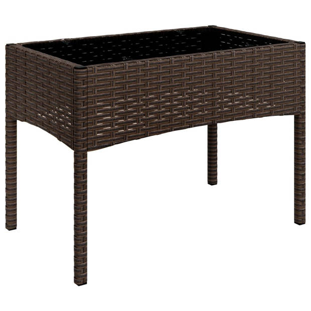 The Living Store Loungeset - PE-rattan - bruin - tafel- 50x30x35cm - stoel- 45x51x85cm - 2-zitsbank- 90x51x85cm -