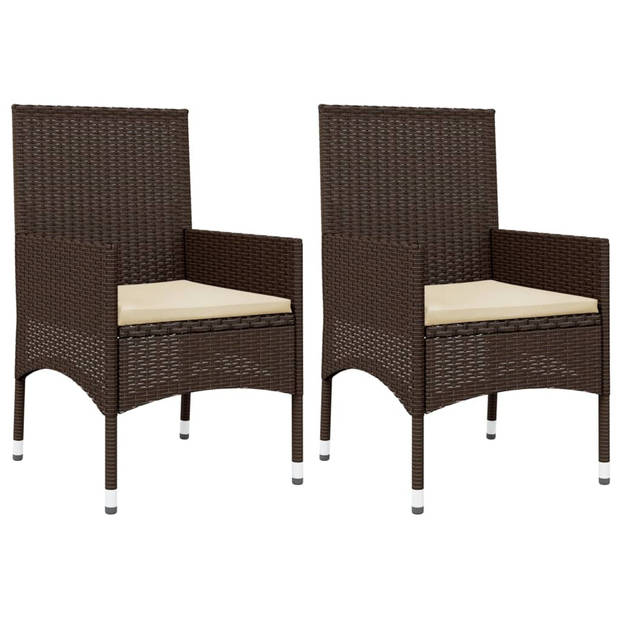 The Living Store Loungeset - PE-rattan - bruin - tafel- 50x30x35cm - stoel- 45x51x85cm - 2-zitsbank- 90x51x85cm -