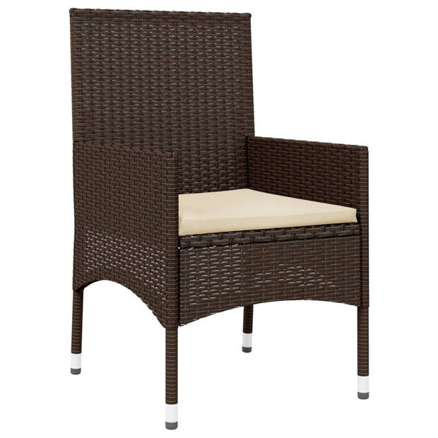 vidaXL 4-delige Loungeset met kussens poly rattan bruin