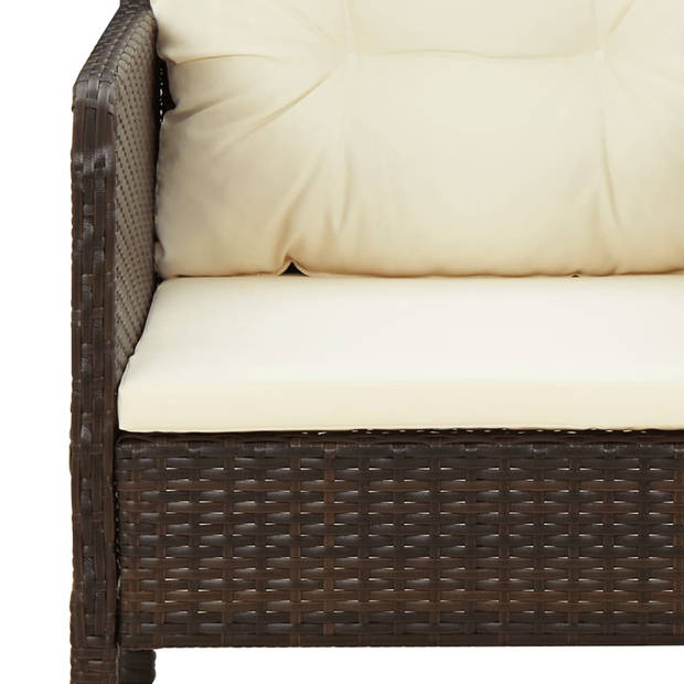 vidaXL 5-delige Loungeset met kussens poly rattan bruin