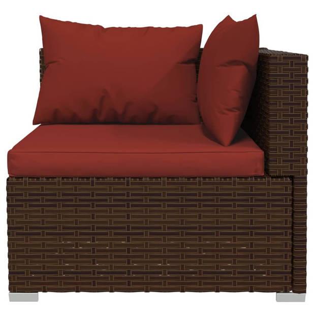The Living Store Loungeset - trendy - tuinmeubelen - 70x70x60.5 cm - bruin - kaneelrood kussen