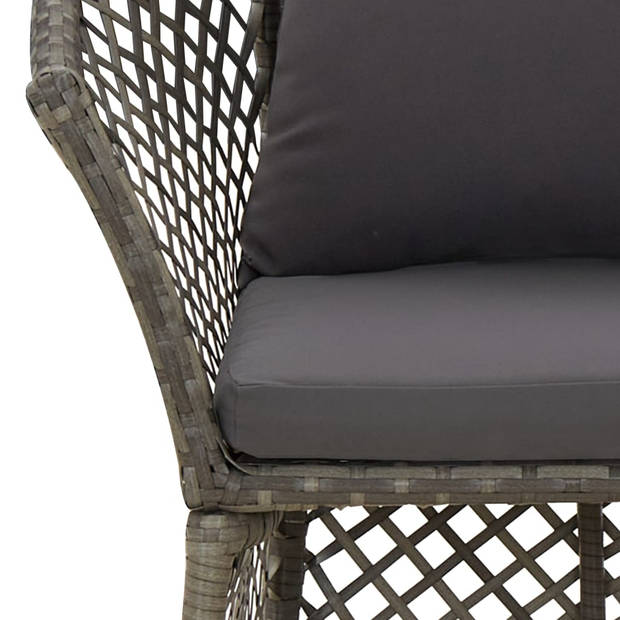 vidaXL 2-delige Loungeset met kussens poly rattan grijs