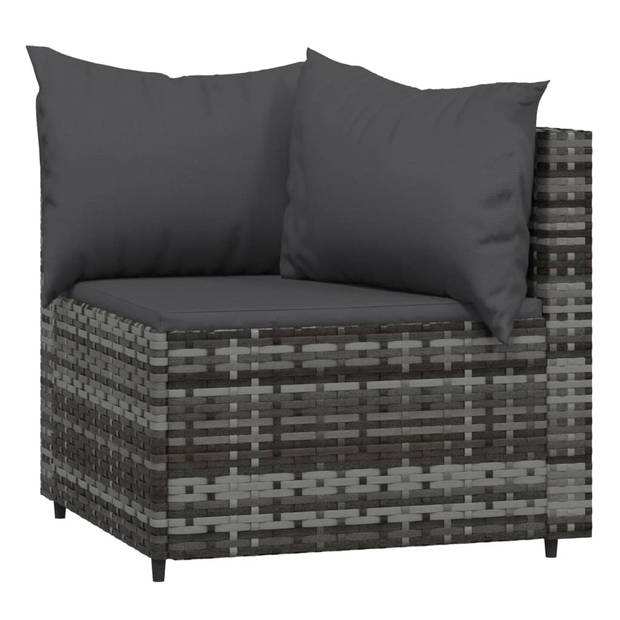 vidaXL 4-delige Loungeset met kussens poly rattan grijs