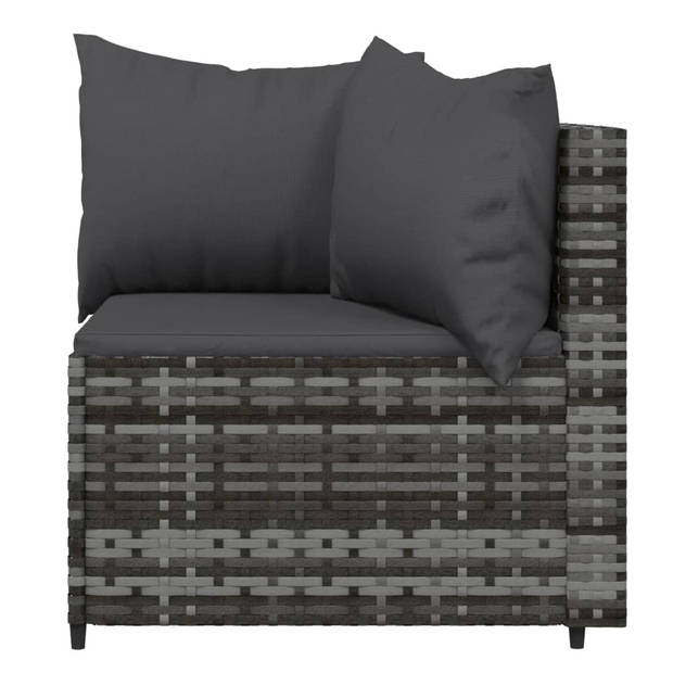 vidaXL 4-delige Loungeset met kussens poly rattan grijs