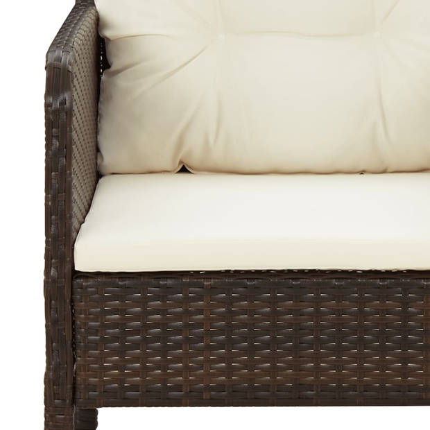 vidaXL 2-delige Loungeset met kussens poly rattan bruin