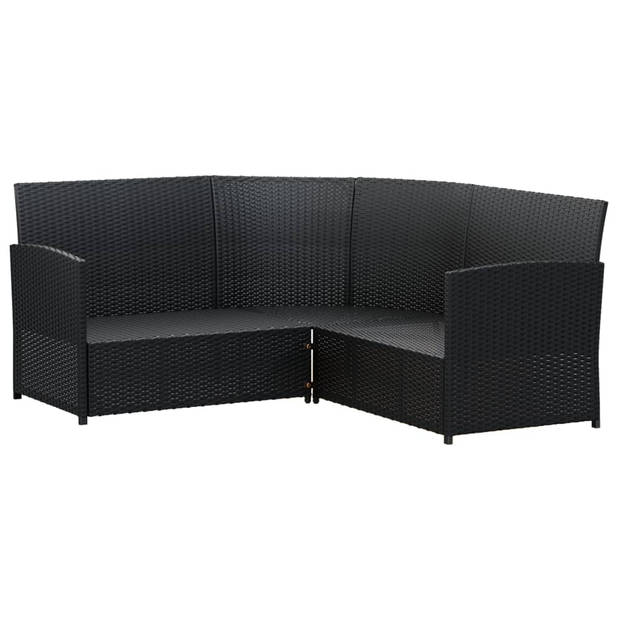 vidaXL 2-delige Loungeset met kussens L-vormig poly rattan zwart