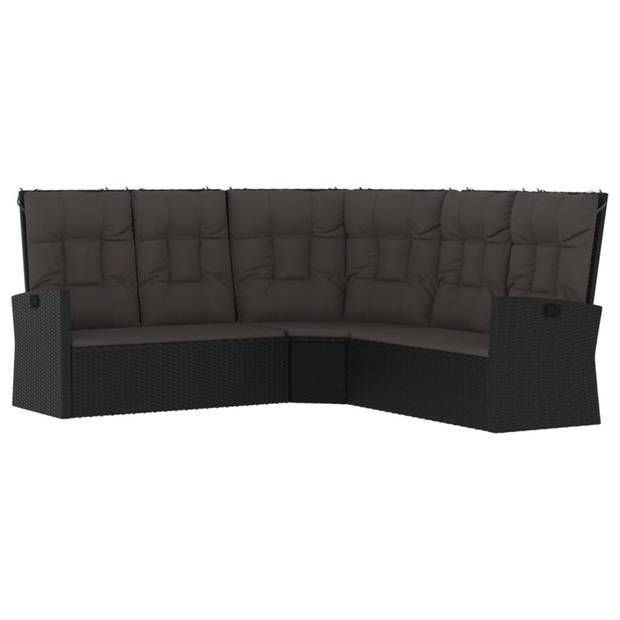 vidaXL 2-delige Loungeset met kussens poly rattan zwart