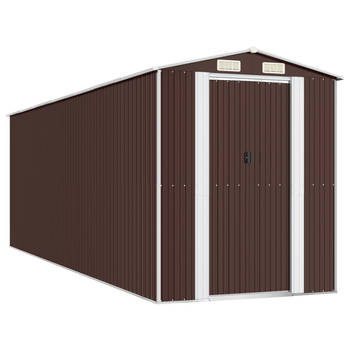 The Living Store Schuur Dark Brown - 192 x 606 x 223 cm - Durable galvanized steel