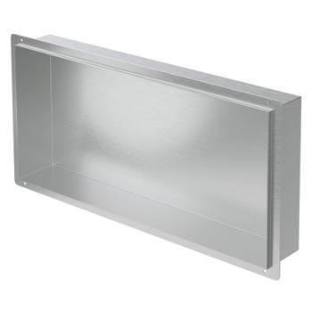 Douchegarnituur 60x30 cm zilver roestvrij staal inbouwframe muurnis douchebak LuxeBad