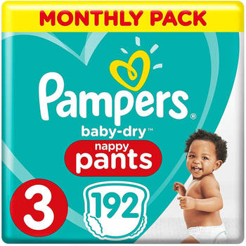 Pampers Baby-Dry Pants Luierbroekjes - Maat 3 (6-11 kg) - 192 stuks - Maandbox