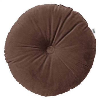 Dutch Decor - OLLY - Sierkussen rond velvet Ø40 cm - Chocolate Martini - donkerbruin