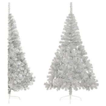 The Living Store Kunstkerstboom - Halfrond - 240 cm - Zilver - PVC en Staal - Met 1.050 takken