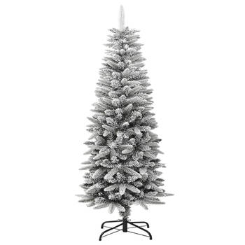 The Living Store Kunstkerstboom - Smal 120 cm - Met Scharnierconstructie - Decoratiesneeuw - 131 spitse uiteinden - 81