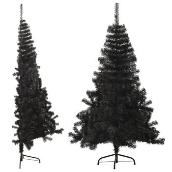 The Living Store Kunstkerstboom - Halfrond - 180 cm - PVC/staal - Zwart