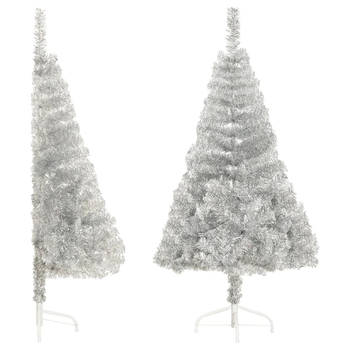 The Living Store Kerstboom Halfrond Zilver - 120cm - PVC/Staal