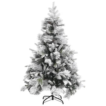 The Living Store Kerstboom Scharnierend 150 cm - Groen en Wit PVC/PE/Staal