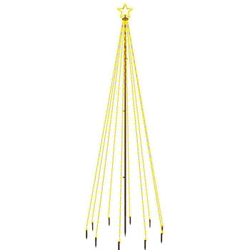 The Living Store LED-kerstboom 300 cm - 310 warmwitte rechte LEDs - 8 lichteffecten - compact ontwerp - grondpin -