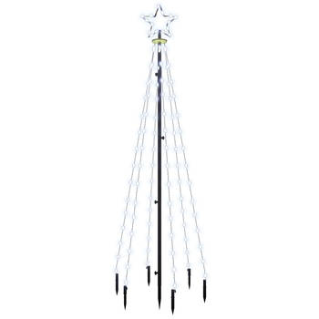 The Living Store LED Kerstboom 180 cm - 108 koudwitte LEDs - Compact ontwerp - Met grondpin - USB-aansluiting - 8