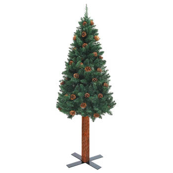 The Living Store Kerstboom Smalle - 150 cm - PVC en massief grenenhout