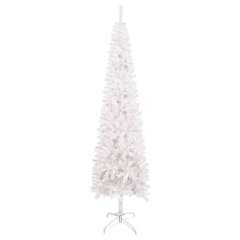 The Living Store Kerstboom - Smalle 180 cm PVC boom - Wit - Met verstelbare takken - Incl - stalen standaard - 368
