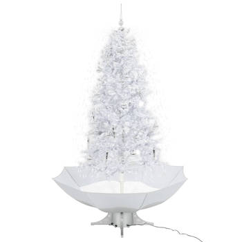 The Living Store Kunstkerstboom - Sneeuwend - 190 cm - LED - Wit en zilver - Met melodie - Inclusief decoraties