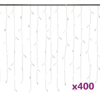 The Living Store Kerstverlichting - Lichtgordijn 1000x(40-72) cm - Warmwit - 400 LEDs - 8 lichteffecten - Kunststof en