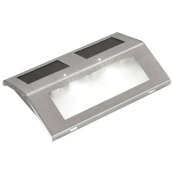 The Living Store Solarlampen - Buitentrap - Roestvrij staal - 14 x 9.5 x 2.4 cm - Zonnepaneel 2V - LED 2 st 10.000 mcd