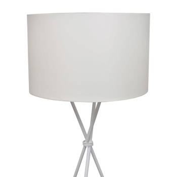 The Living Store Vloerlamp Hoge Standaard 3 Poten - 100% Polyester Lampenkap - E27 Fitting - Zwart Voetschakelaar