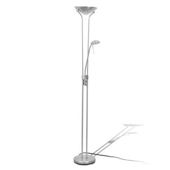 The Living Store Staande Vloerlamp - Staal - 180x25 cm - Dubbele dimmers - Warmwit