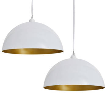 The Living Store Halfronde Plafondlamp - Ø35x17cm - Wit en Goud - Hoogwaardig Metaal