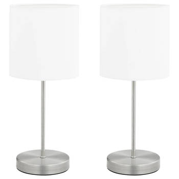 The Living Store Tafellamp Set - Nachtlampje - Moderne Stijl - Aanraakknop - 16 x 38.5 cm - Wit/Zilver