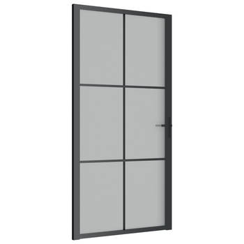 The Living Store Glazen Binnendeur - 102.5 x 201.5 cm - Mat Glas - Aluminium Frame - Zwart - Gehard Glas -