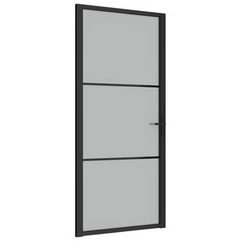 The Living Store Binnendeur - Transparant Mat Glas - 93 x 201.5 cm - Gehard Glas - Aluminium Frame