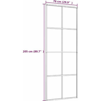 The Living Store Schuifdeur - 76 x 205 cm - Wit Mat ESG-glas Aluminium
