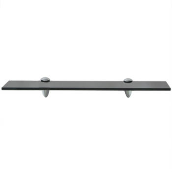 The Living Store zwevende plank - zwart glazen schap - 50 x 10 cm - 8 mm dikte - draagvermogen 10 kg - eenvoudige