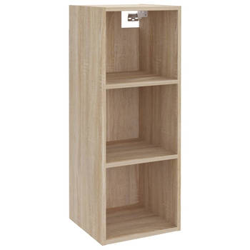 The Living Store Wandkast Sonoma Eiken - Zwevende kast met voldoende opbergruimte - Stevig bewerkt hout - 34.5x32.5x90