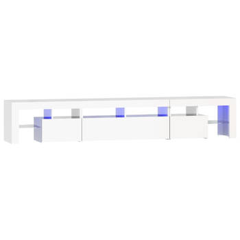 The Living Store TV-meubel - LED-verlichting - Hoogglans wit - 230 x 36.5 x 40 cm - Bewerkt hout