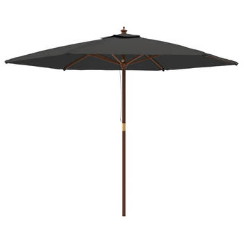 The Living Store Parasol Antraciet - 299 x 240 cm - Duurzaam polyester - Stabiel hardhouten frame - Ventilatierooster -