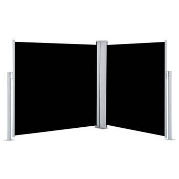 The Living Store Zijluifel Uittrekbaar 117 x (0-600) cm - Zwart 100% Polyester Staal Aluminium PU-coating