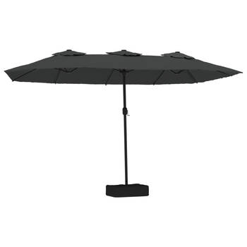 The Living Store Dubbele Parasol - Antraciet en Donkergrijs - 449x265x245 cm - UV-beschermend Polyester - Stevig